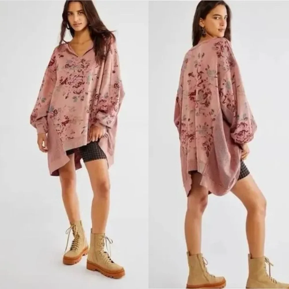 Free People We The Free With The Band Cabbage Rose Sweatshirt - Picture 1 of 6